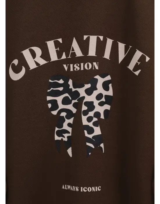 Omarı Leopar Desenli Fiyonk Detaylı Etek Takımı - Kahve