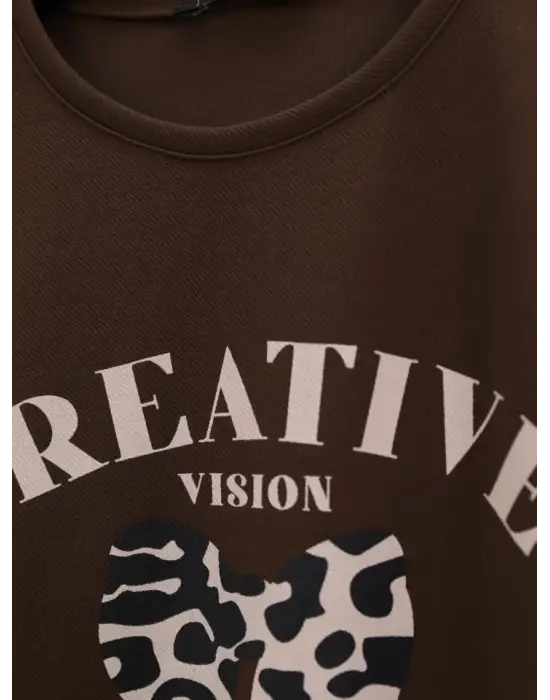 Omarı Leopar Desenli Fiyonk Detaylı Etek Takımı - Kahve