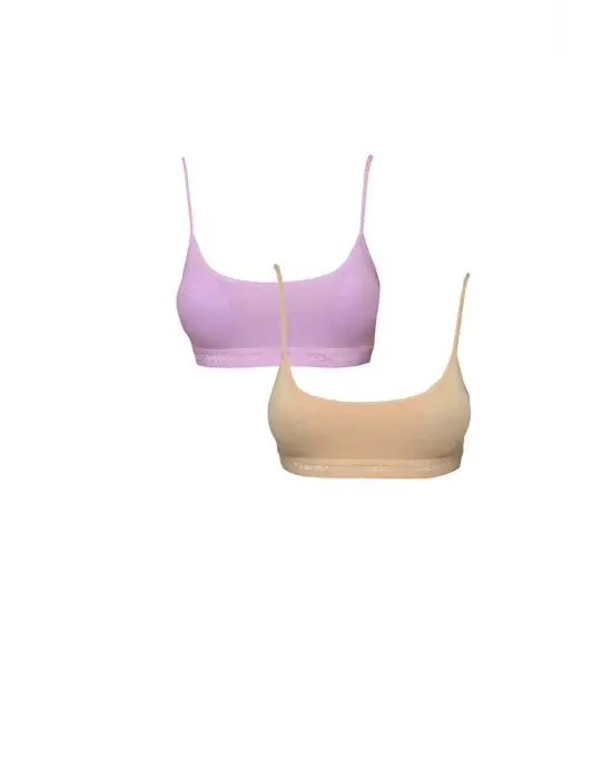 Omarı Pembe ve Ten Rengi Pedli İp Askılı Büstiyer Seti