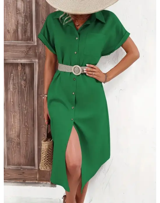 Omarı Zarif Midi Dokuma Elbise