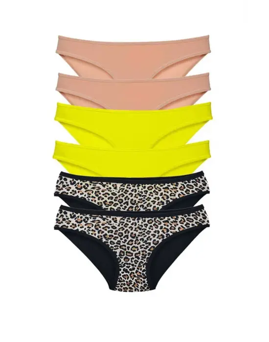 Zarif Kadın Slip Külot Leopard Ten Sarı