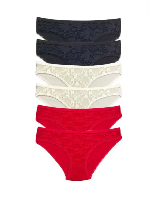 Omarı Şeffaf Dantel Detaylı Kadın Slip Külot Seti