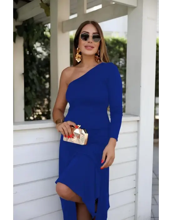 Omarı Zarif Kadın Tek Omuz Detay Elbise