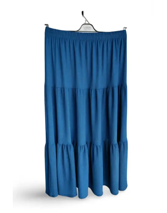 Omarı Beli Lastikli Uzun Lacivert Namaz Eteği 44-52 Beden