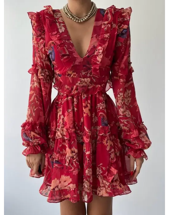 Omarı Zarif V Yaka Sırt Dekolteli Elbise