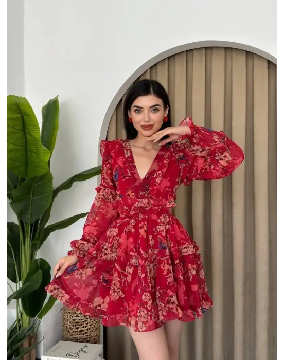 Omarı Zarif V Yaka Sırt Dekolteli Elbise