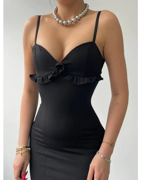 Omarı Zarif Sırt Detaylı Elbise