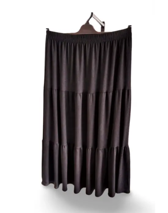 Siyah Bürümcek Desenli Beli Lastikli Namaz Eteği