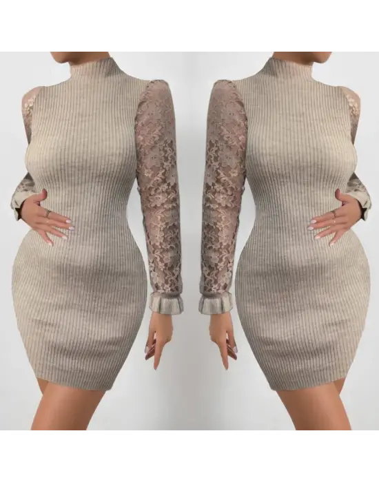 Omarı Zarif Tül Detaylı Mini Boy Elbise