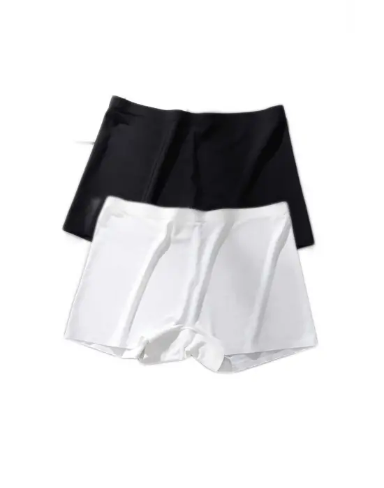 Omarı Dikişsiz Mini Şort Boxer Seti - Siyah Beyaz Uyumlu