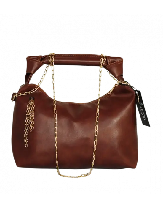 Zincir Askılı  Deri Çanta-Kahverengi