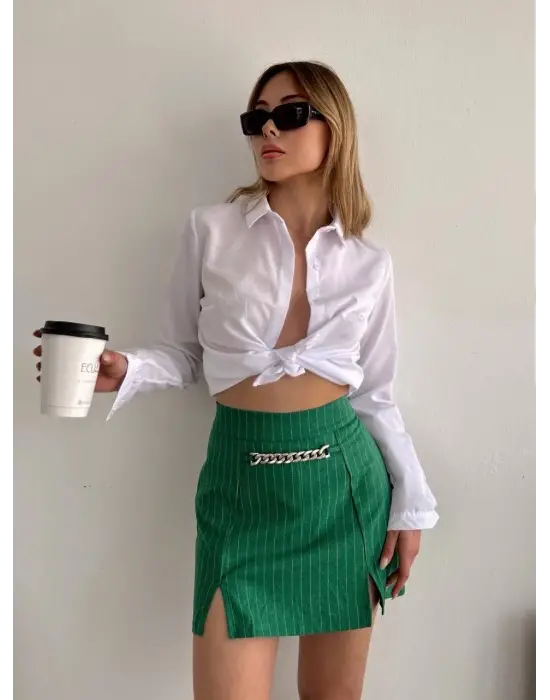 Modern Çizgili Şort Etek