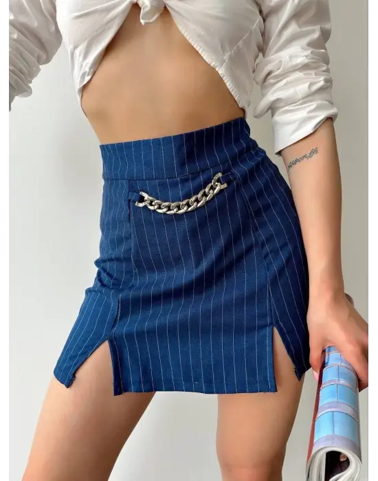 Omarı Zincir Desenli Şort Etek - Moda Dolabının Favorisi