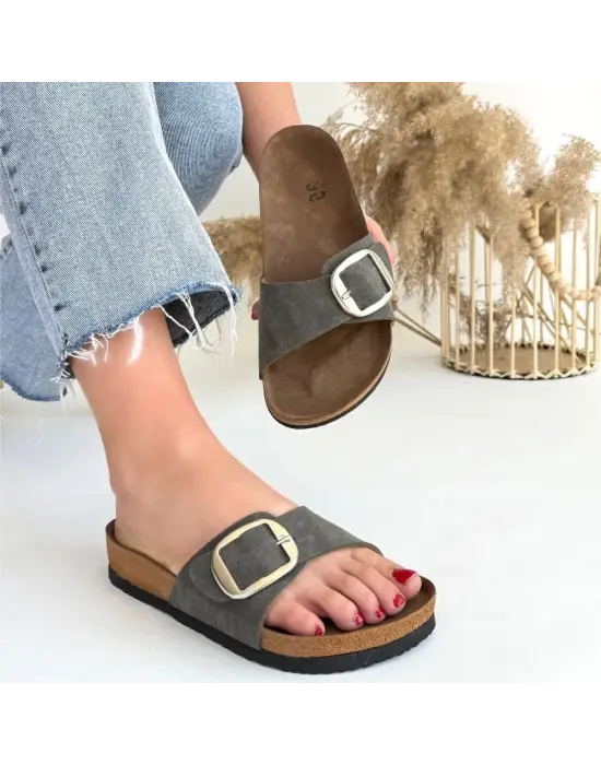 Trend Yeşil Nubuk Terlik