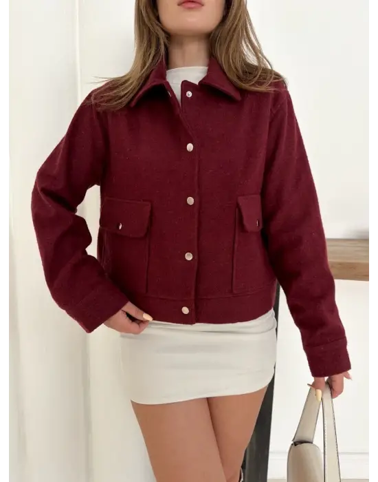 Zr model kaşe ceket bordo st255807