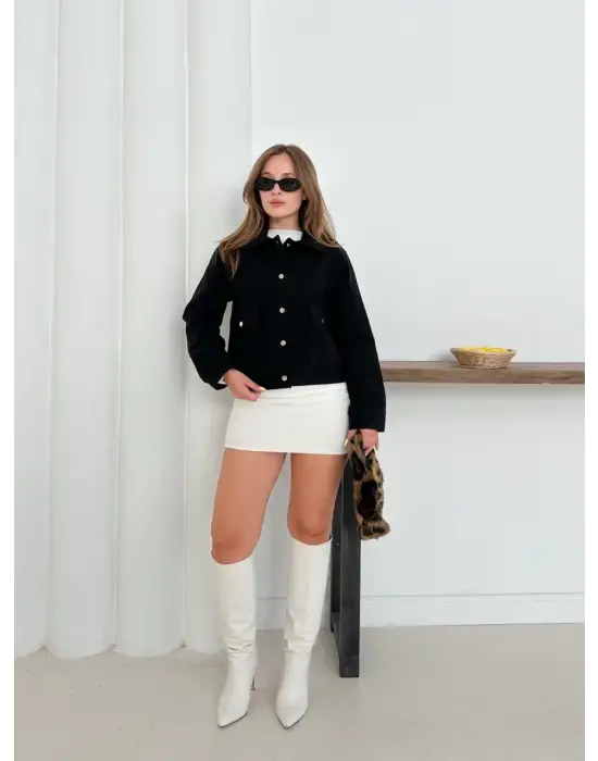 Zr model kaşe ceket siyah st255807