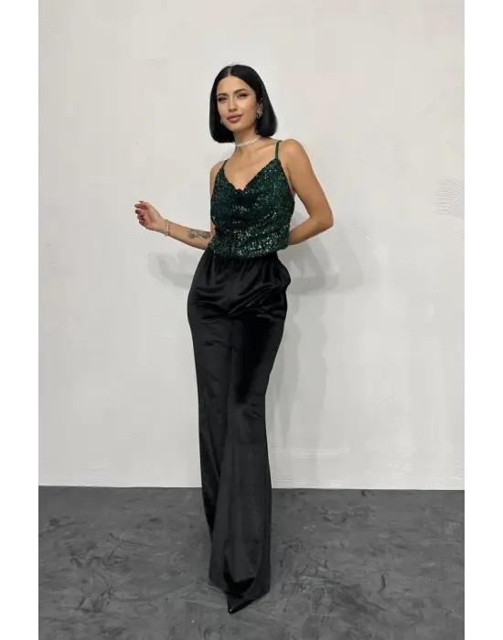 Zümrüt Askılı Degaje Bluz