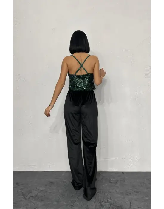 Zümrüt Askılı Degaje Bluz