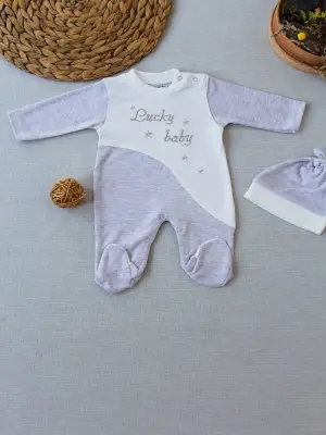 Göz Alıcı Es Çizgi Boy Nakışlı Bebek Tulumu