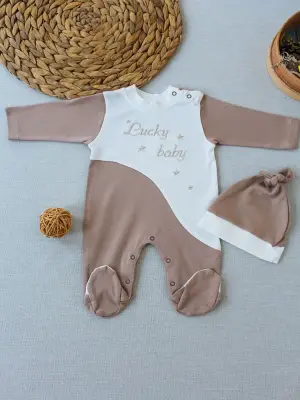 Enerjik Nakışlı Es Çizgi Boy Erkek Bebek Tulumu