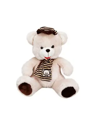 001521 Şapkalı Atkılı Peluş Ayı 50 cm