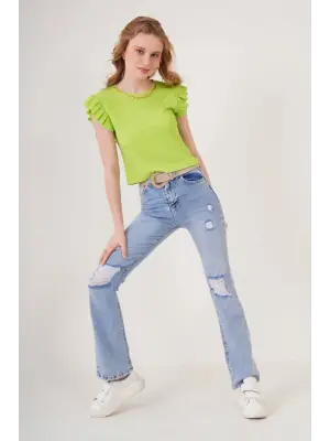 0430 Örme Bluz - E.Yeşil