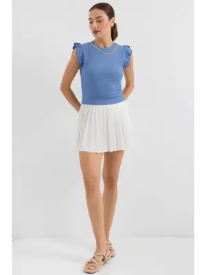 0430 Örme Bluz - İndigo