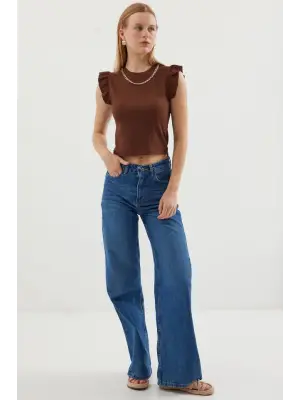 0430 Örme Bluz - Kahverengi