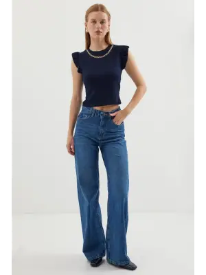 0430 Örme Bluz - Lacivert