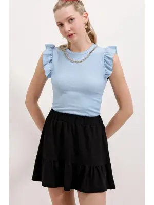 0430 Örme Bluz - Mavi