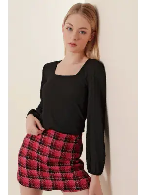 0442 Uzun Kollu Bluz - Siyah