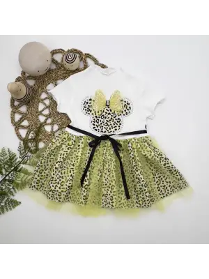 Zarif Fiyonklu Mickey Astarlı Kız Bebek Tütü Elbisesi