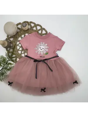 Zarif Çiçek Nakışlı Tütü Elbise