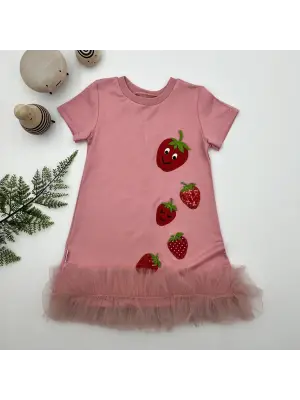 Trend Çocuk Elbisesi 1-2-3 Yaş Fırfırlı Jile