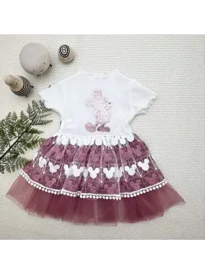Etkileyici Kız Bebek Elbisesi Mickey Baskılı
