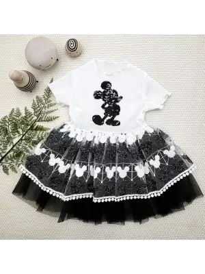 Trend Kız Bebek Elbisesi Mickey Baskılı
