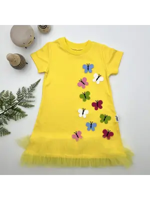 Çocuk Elbisesi Fırfırlı Jile Eteği