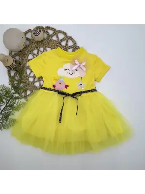 Zarif Nakışlı Kız Bebek Elbisesi