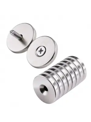 1 Adet 25x10/5x5,5 Mm Neodyum Mıknatıs Havşa Delikli Magnet Vida Atılabilir N35 Nikel Paslanmaz