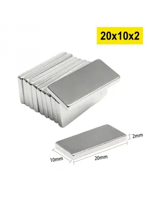 10 Adet 20x10x2 Mm Neodyum Mıknatıs Köşeli Magnet N35 Nikel Kaplama Güçlü Kaliteli Dayanıklı