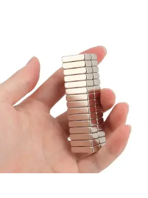10 Adet 20x10x5 Mm Neodyum Magnet N35 Güçlü Mıknatıs Köşeli Ve Dayanıklı Nikel Kaplama