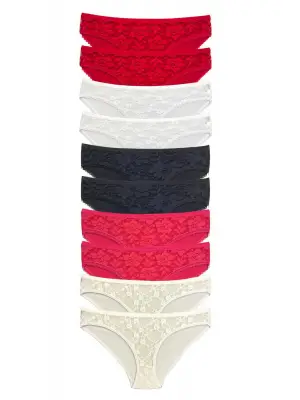 Omarı Transparan Dantelli Kadın Slip Külot Seti