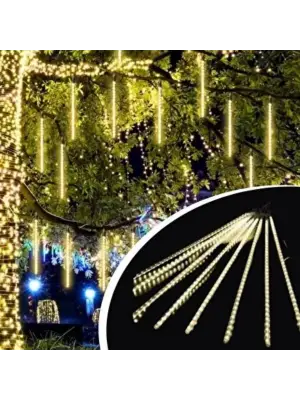 10lu 45 cm Plastik Meteor LED USB 2M Kablo Sarı Renk Ağaç Işığı – Renk Değiştiren Asmalı Dekoratif Bahçe ve Dış Mekan Aydınlatması