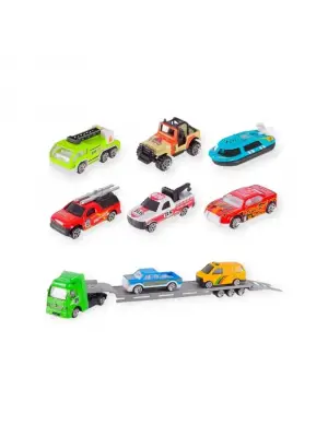 10 Parça Araç Taşıyan Tır Seti - Die Cast - DS047 - City