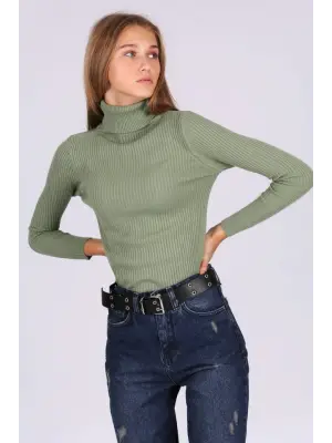 10311 Balıkçı Yaka Triko Kazak - Çağla