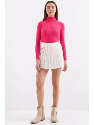 10311 Balıkçı Yaka Triko Kazak - Fuşya