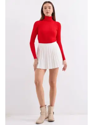 10311 Balıkçı Yaka Triko Kazak - Kırmızı