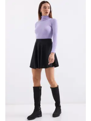 10311 Balıkçı Yaka Triko Kazak - Lila