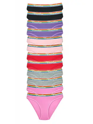 Omarı Renkli Pamuklu Kadın Slip Külot Seti