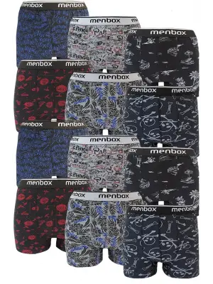 Omarı 12 Adet Likralı Erkek Boxer Seti